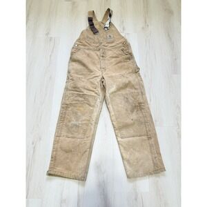 Carhartt Vintage Overalls R02 Brown Carpenter Painted Faded Men's Size 38/30